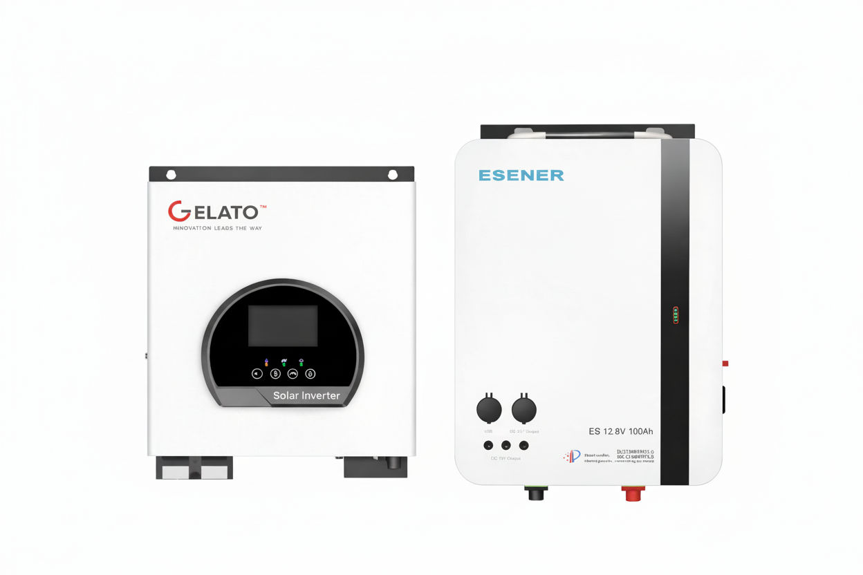 1kW Gelato12V Solar Inverter & 1.28kWh Esener 12.8V Lithium Battery Combo