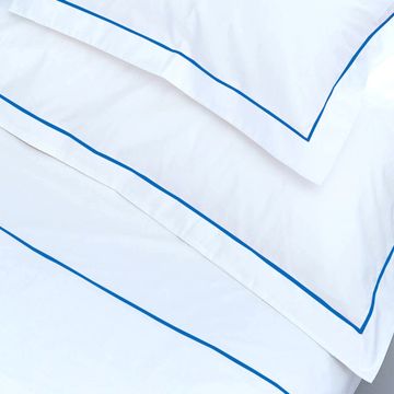 Rey's Fine Linen - Egyptian Collection - Oxford Satin Stitch Pillow Cover-Victoria Blue -Continental(06 Set)
