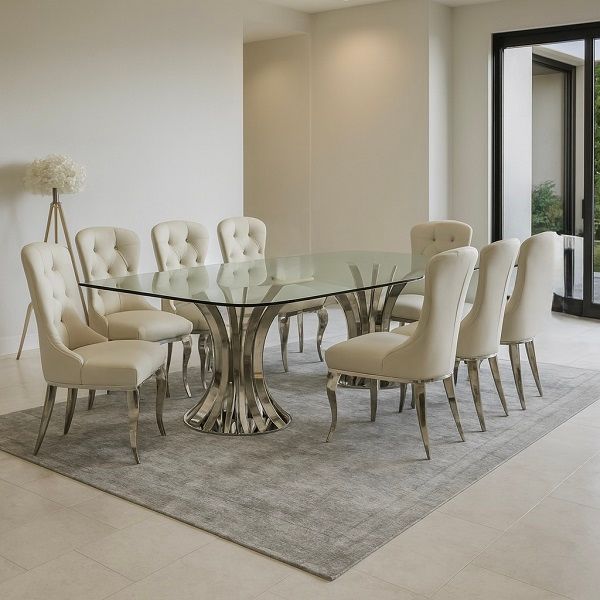 Prestige Home - Foury Glass Top 8 Seater Dining Set