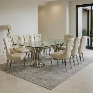 Prestige Home - Foury Glass Top 8 Seater Dining Set