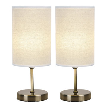 Antique Brass Base with Black Fabric Shade