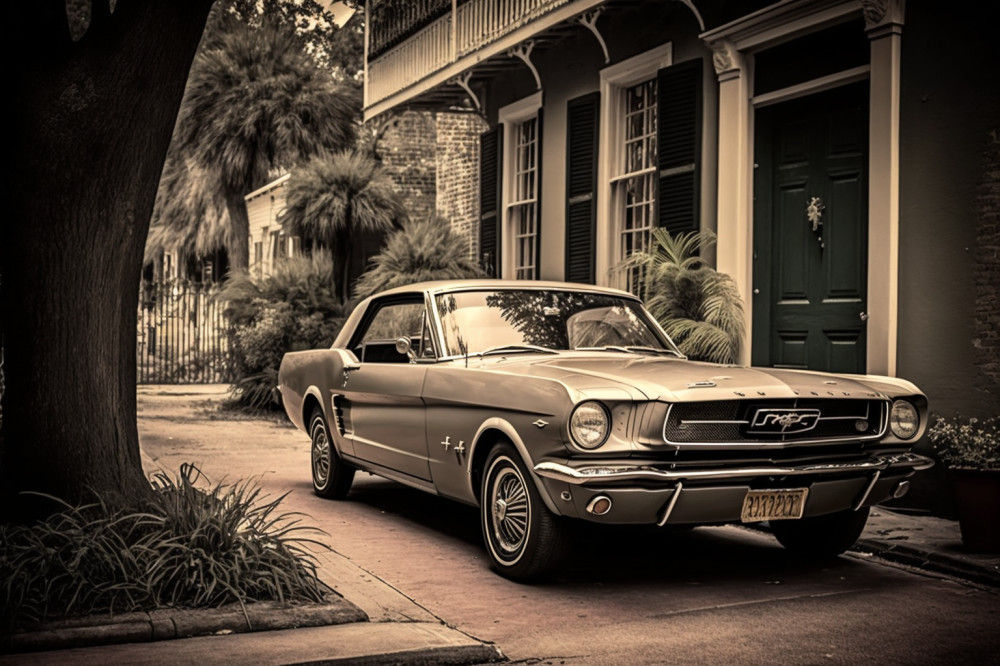 Canvas Wall Art -  Ford Mustang Iconic Vintage 1964- B1503 - [120 x 80 cm]