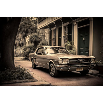 Canvas Wall Art -  Ford Mustang Iconic Vintage 1964- B1503 - [120 x 80 cm]