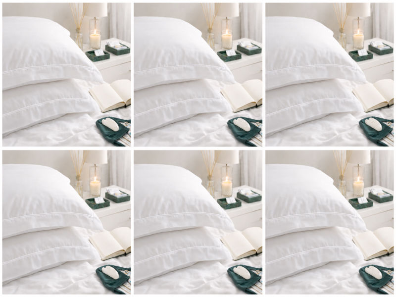 Premium Collection - Oxford Optical White Satin Stitch Pillow Cover Set - King - (06 Sets)