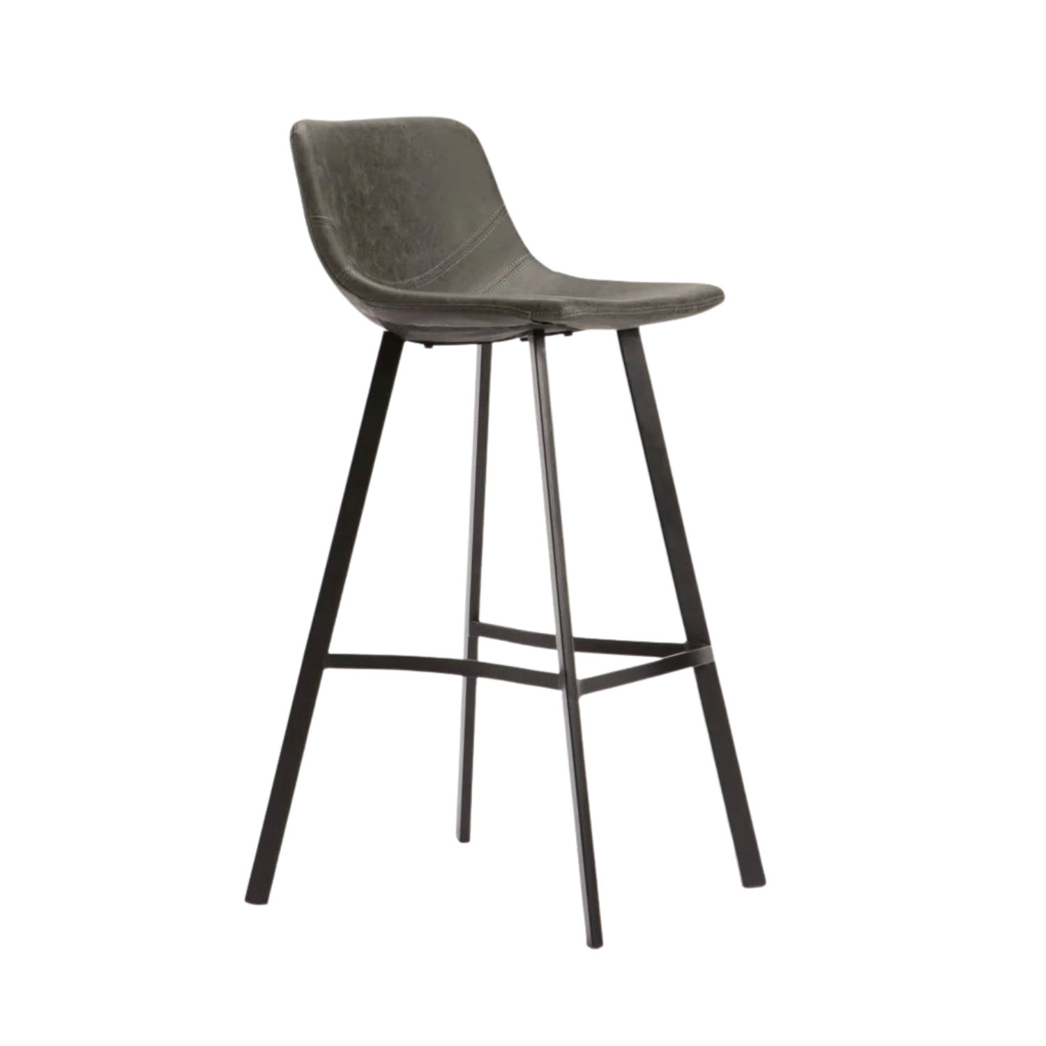 Modern Barstool with Curved Backrest - Black
