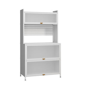 Steel 5-Tier Cupboard Standing Organizer Bakers Rack Kitchen Storage Rack - White