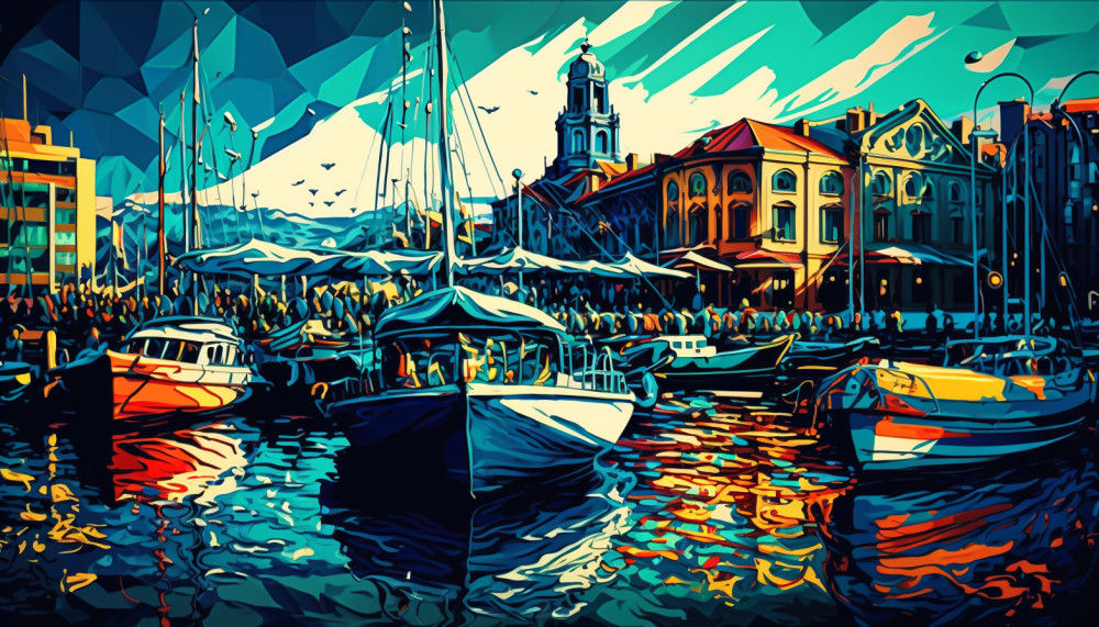 Canvas Wall Art - Canvas Wall Art –Victoria and Alfred Waterfront Abstract - B1129 - [120 x 80 cm]