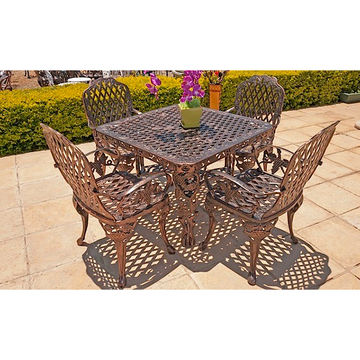 Ageless & Beautiful!   4 Seater Cast Aluminium Patio Furniture Set / Garden Furniture Set / Outdoor Furniture Set - 4 x King Grape Chairs with 100cm Ageless & Beautiful! Cast Aluminium Patio Table - Grape