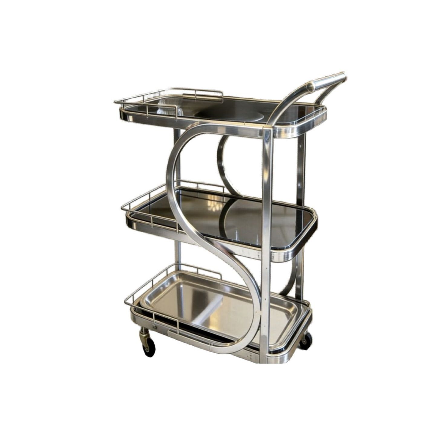 Modern Three-Tier Serving Cart-Silver