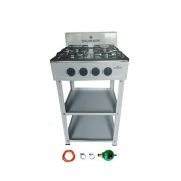 Freestanding 4 Burner Gas Stove with Shelves and Fittings