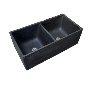 Large Black Double Concrete Kitchen Butler Basin 800 x 400x 270mm