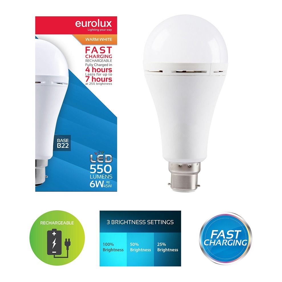 Rechargeable Fast Charging Lamp B22 LED 6w 3000K
