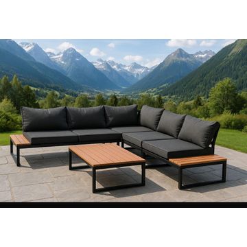 IG Furn- Modern Outdoor Corner Patio Lounge Set Black
