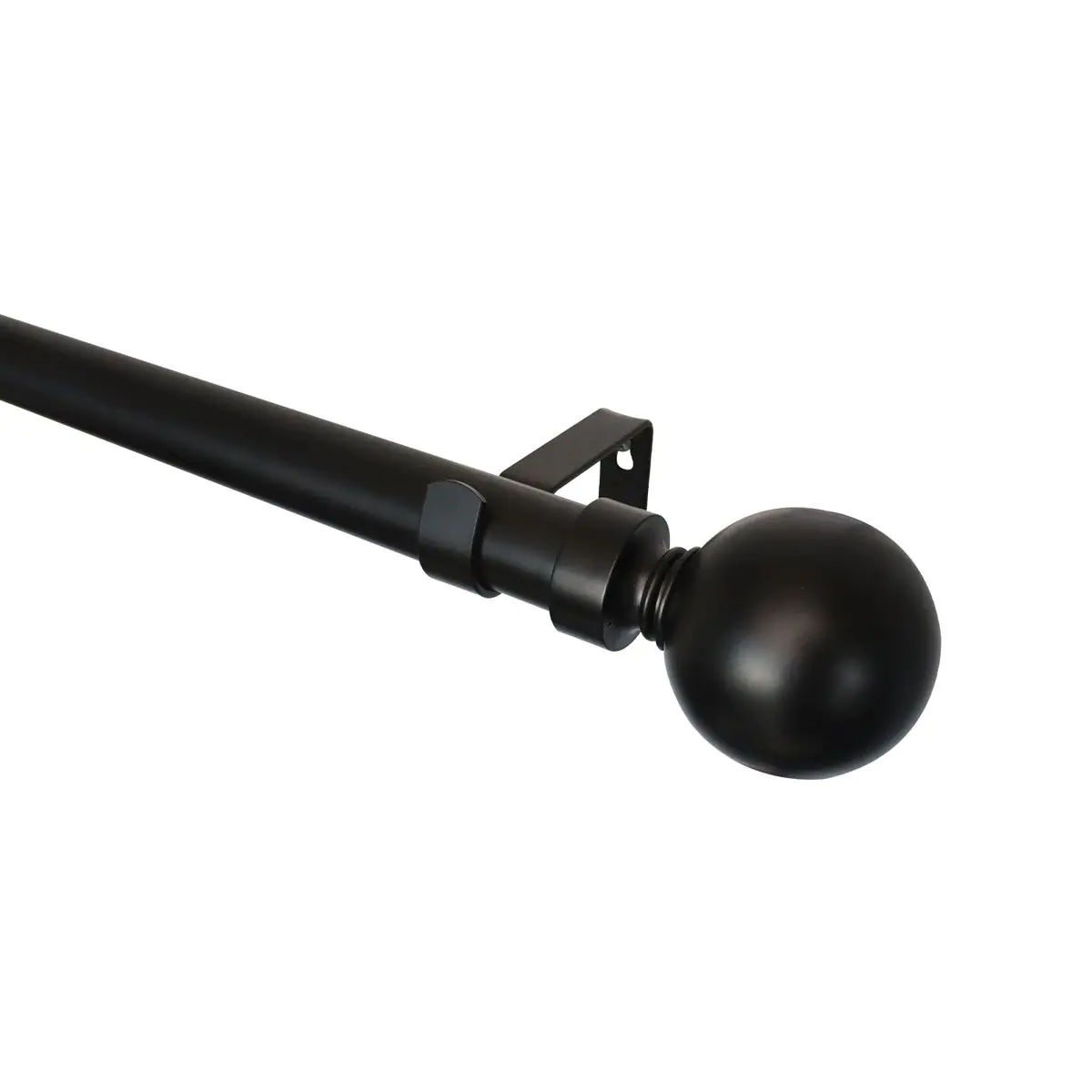 Curtain Rod Set, Steel, Expandable, Ball Finial, Black, 150cm – 280cm