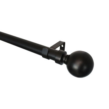 Curtain Rod Set, Steel, Expandable, Ball Finial, Black, 150cm – 280cm
