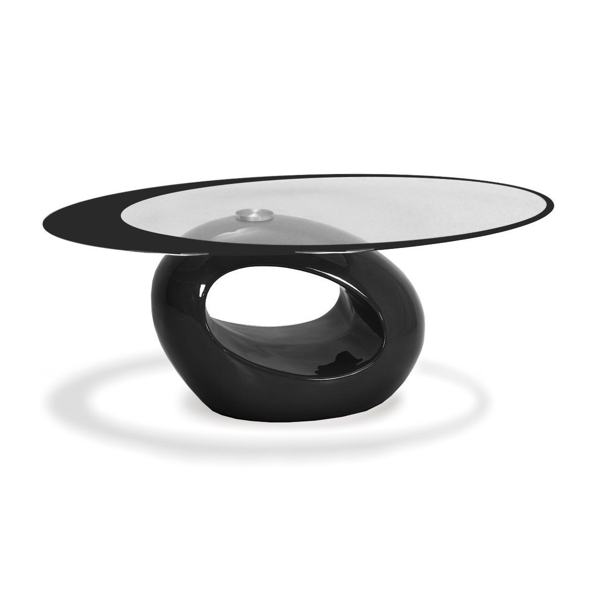 Coffee Tables - Oval Tempered Glass - Black