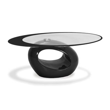 Coffee Tables - Oval Tempered Glass - Black