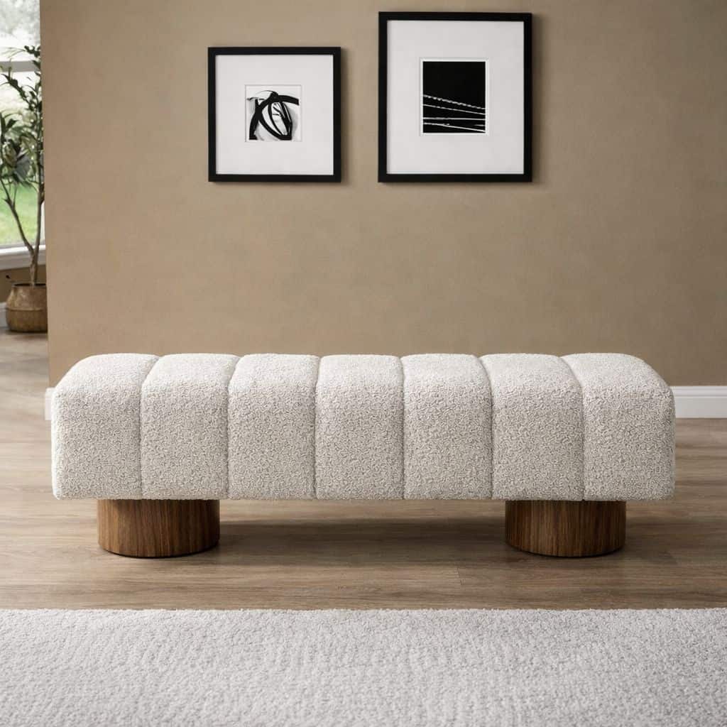 Plush “Channelled Bouclé” Bench