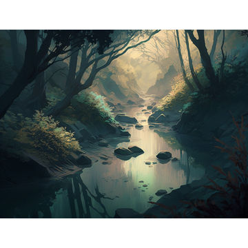 Canvas Wall Art - Canvas Wall art: River Abstract Painting  - B1259 - [120 x 80 cm]