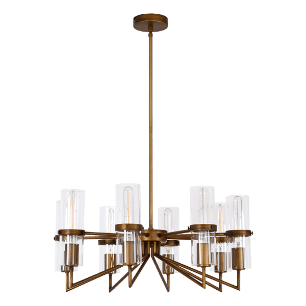 Florence 8 Light Brown/Gold Chandelier with Clear Glass