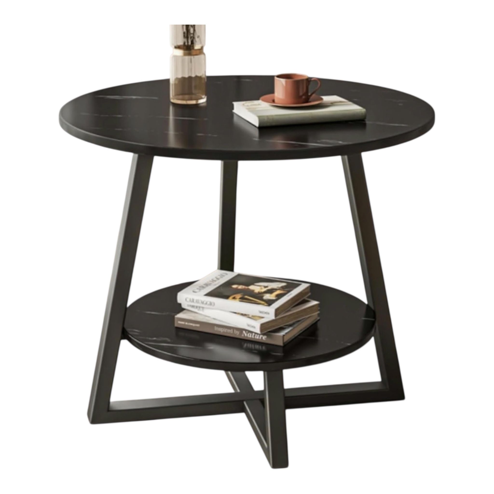 Premium Minimalist Double Layer Side Table - BLACK