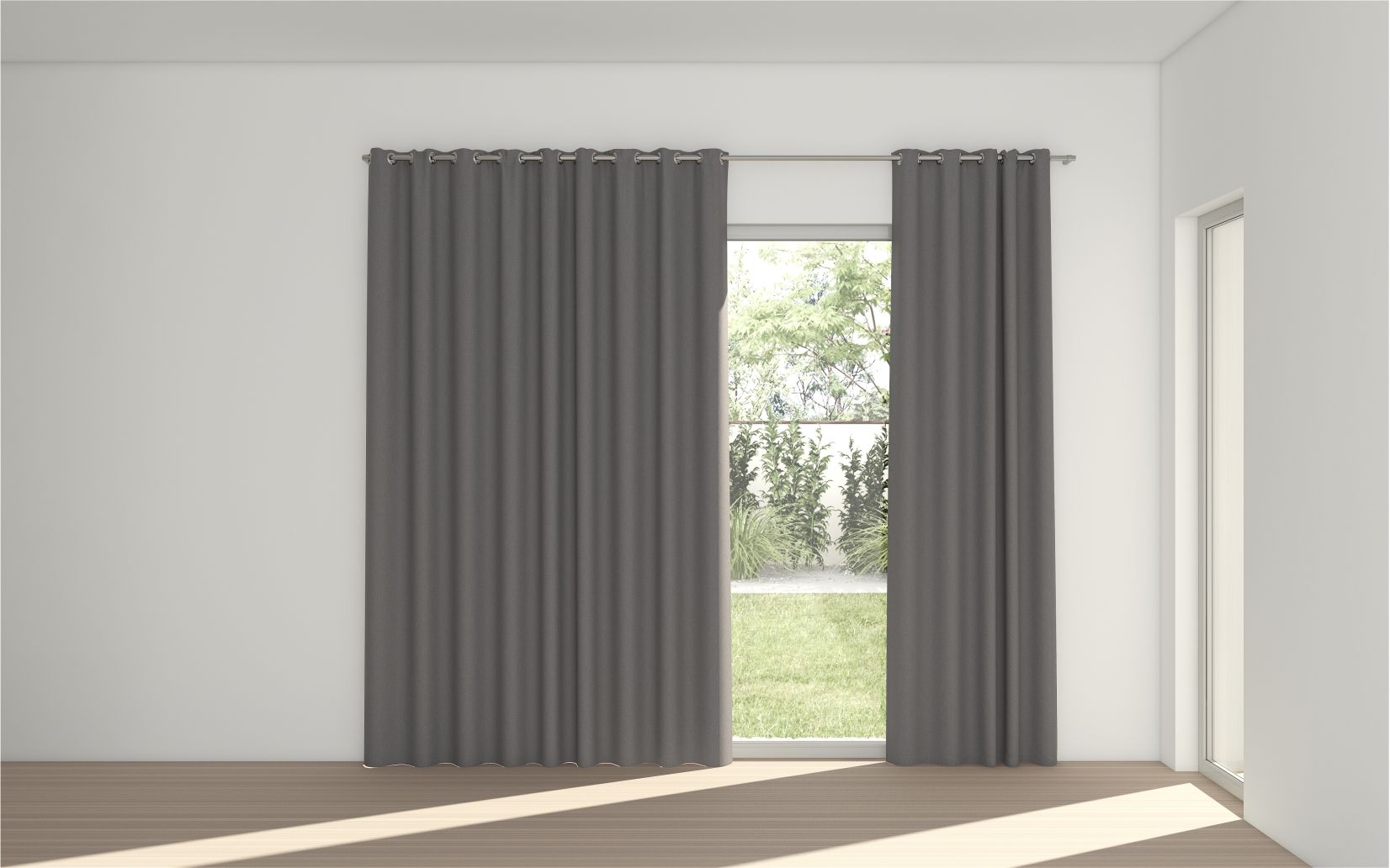 STUART GRAHAM READY MADE POLYESTER EYELET CURTAINS-COLOURWASH CHARCOAL  230 cm wide x 220 cm drop