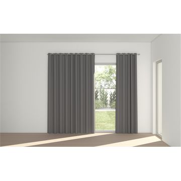 STUART GRAHAM READY MADE POLYESTER EYELET CURTAINS-COLOURWASH CHARCOAL  230 cm wide x 220 cm drop