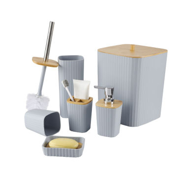 Bathroom Set with Wooden Finish - 6 Piece