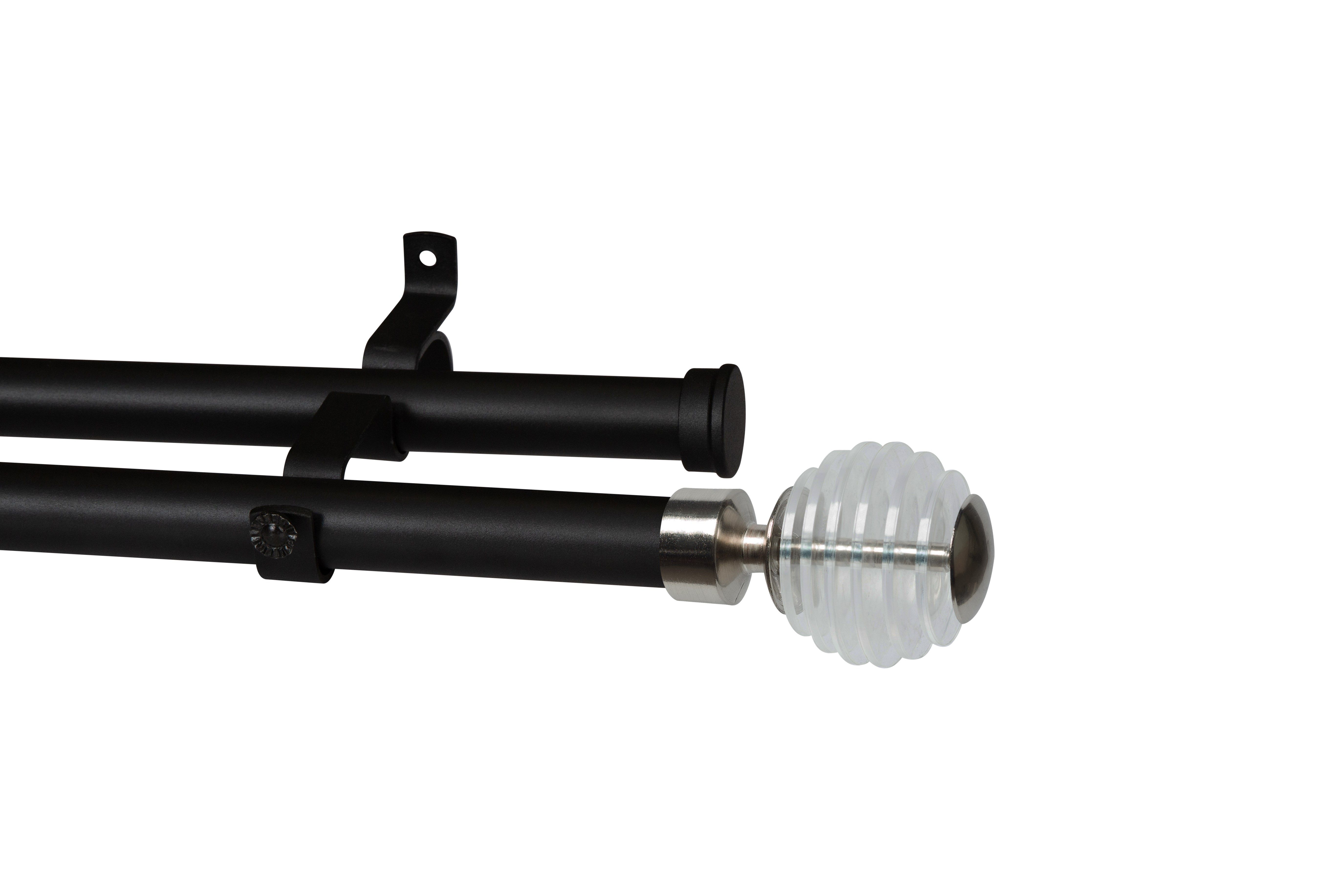28MM DOUBLE POLE SET-STACKED CLEAR BALL-MATT BLACK-2M
