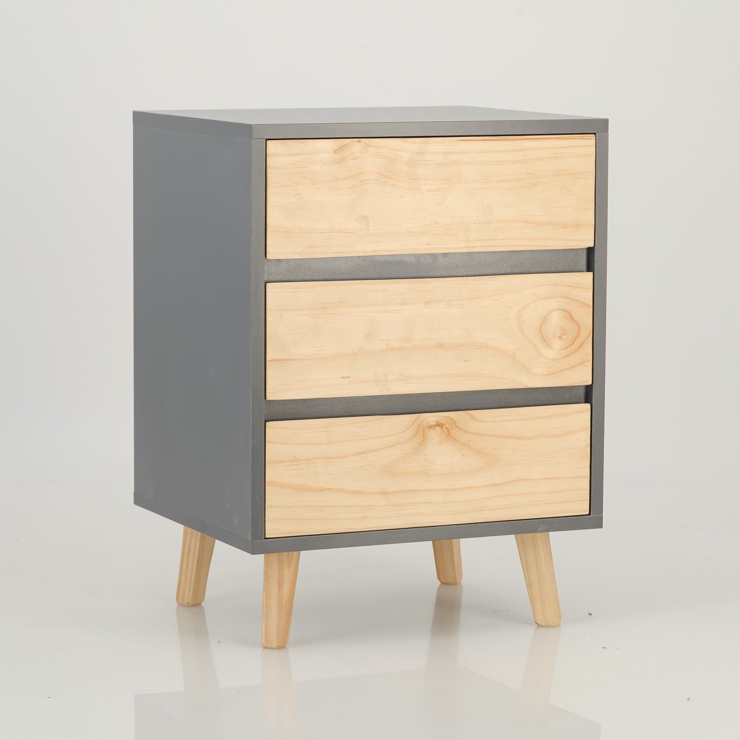 Nallo Three Drawer Side Table - Grey