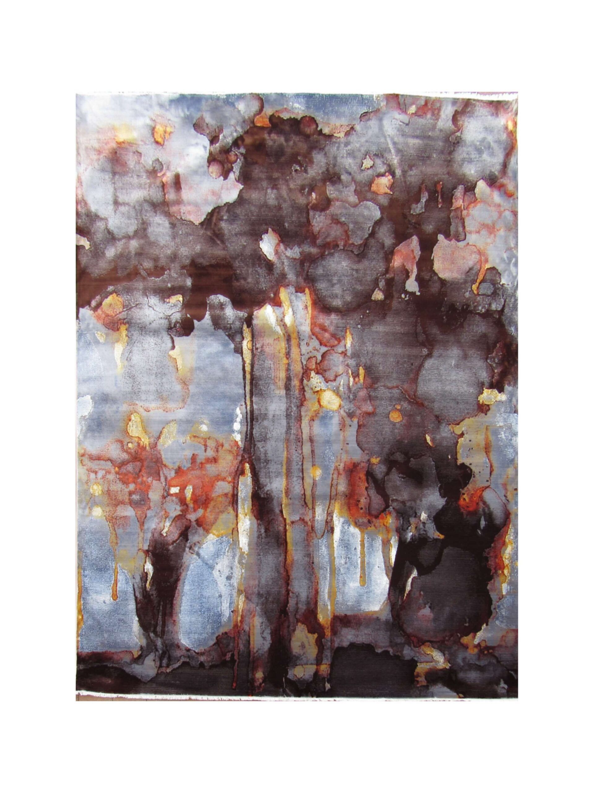 BK Carpets & Rugs - Modern Abstract Style Indoor Rug – 2m x 2.9m - Rustic Bronze , Blue , Grey & Yellow
