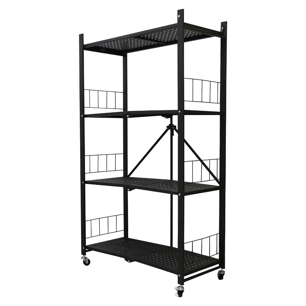 4 Tier Heavy Duty Foldable Shelving Unit With Wheels