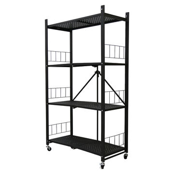 4 Tier Heavy Duty Foldable Shelving Unit With Wheels