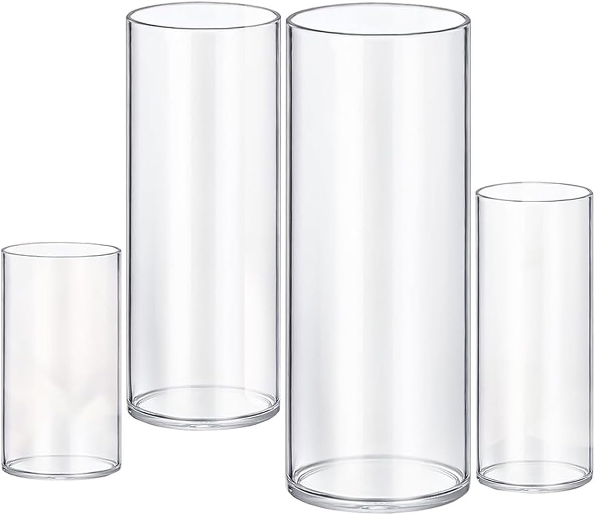 4 Pack Clear Cylindrical Glass Flower Vase Wedding Decor Floating candles