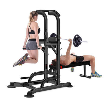 Pull Up Bar Gym Fitness Equipment Power Tower With Bench and Barbell Stand