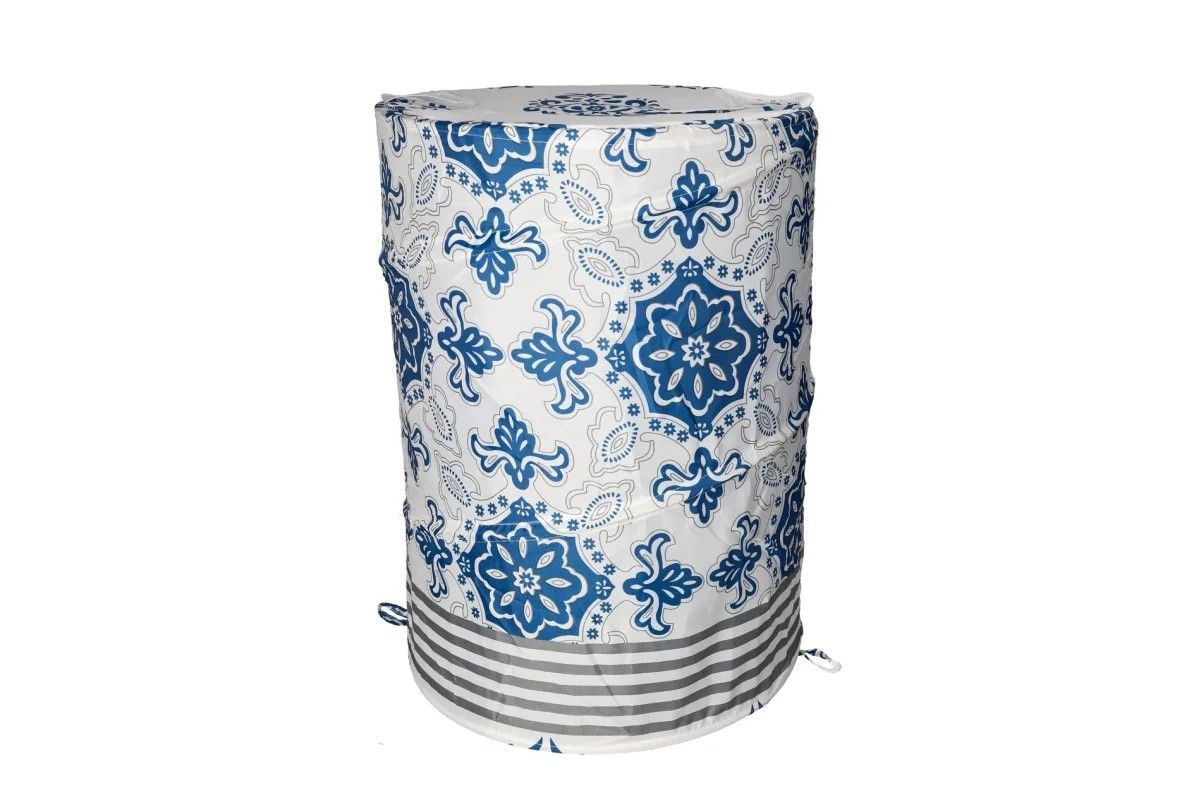 Floral & Stripe Fabric Laundry Hamper