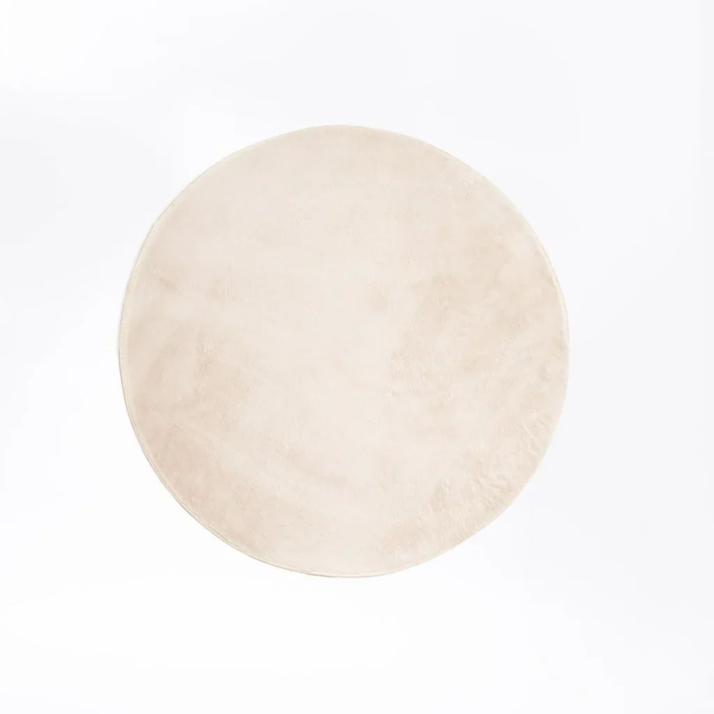 Ariel Round Faux Fur Rug in Oatmeal – Ultra-Soft Plush Rug for Bedroom, Living Room, or Nursery