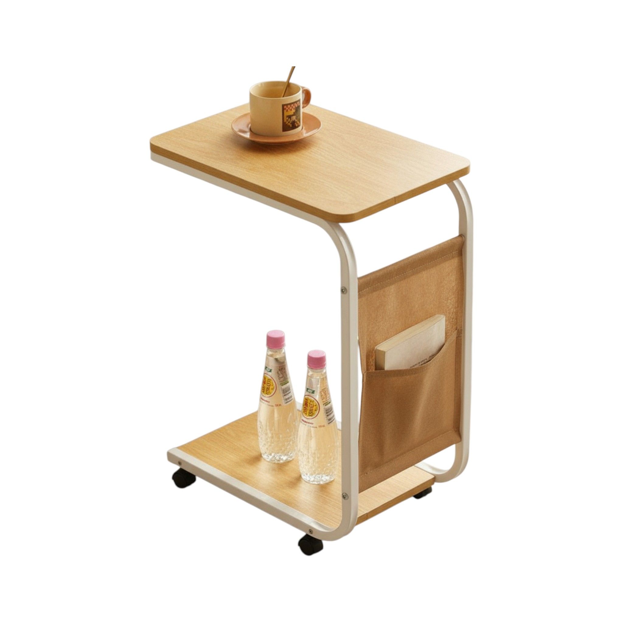 Portable C-Shaped Square Side Table - WOOD