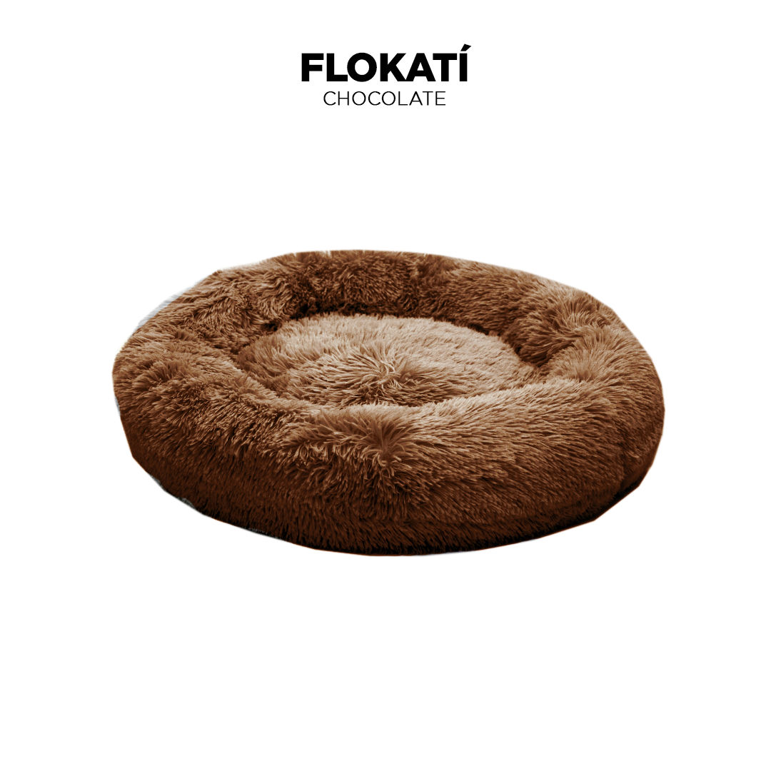 Chocolate Long-Fur Fluffy Flokati Large 90cm IREMIA Dog Bed