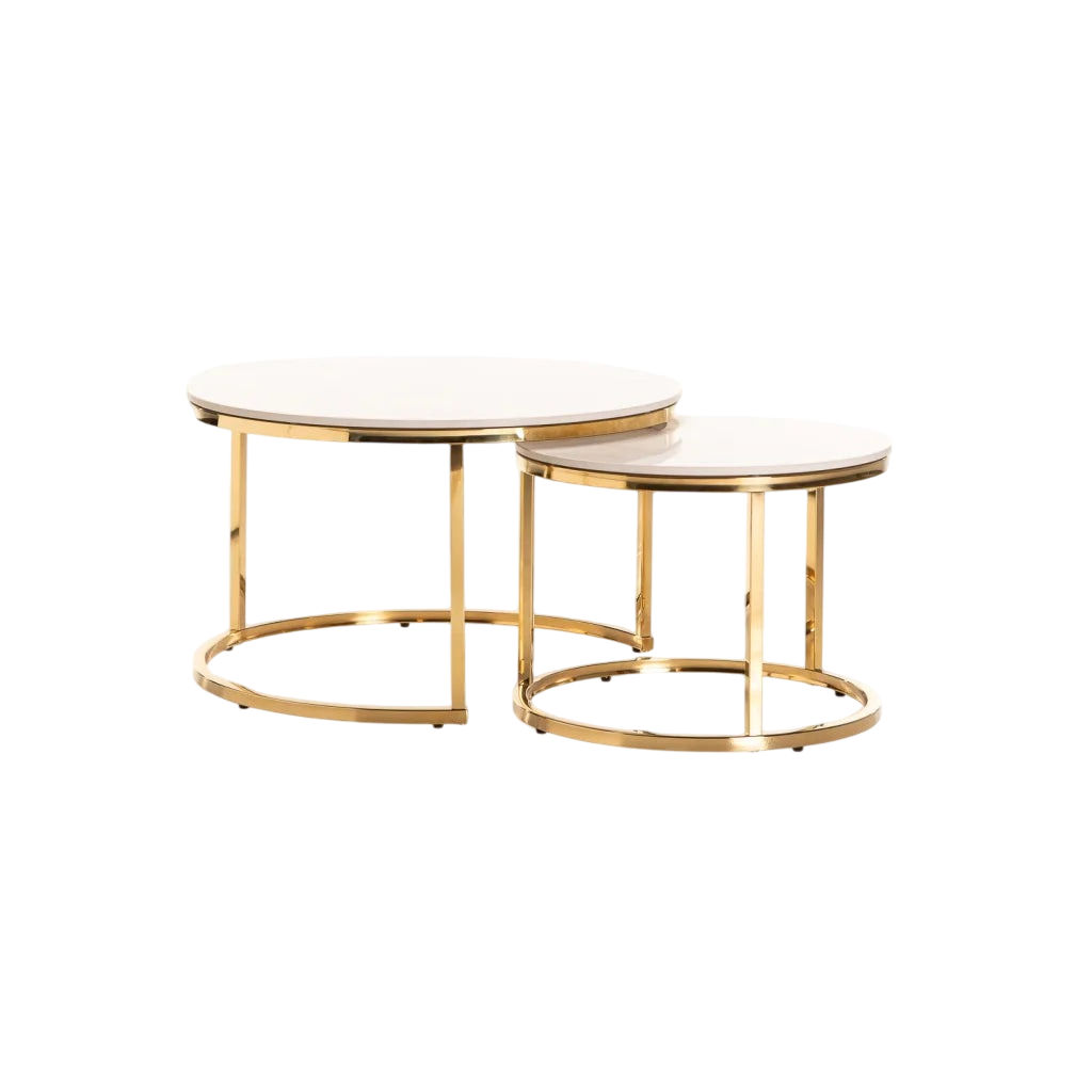 Vividitto - Colada Set Of 2 Stone Top Coffee Table - Gold Leg