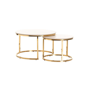 Vividitto - Colada Set Of 2 Stone Top Coffee Table - Gold Leg