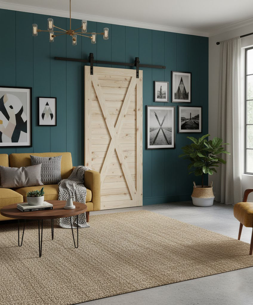 X Brace Pine Barn Door- Interior Barn Sliding Door Including Mechanism - 920mm(L) x 2100mmm(H) x 36mm(W)