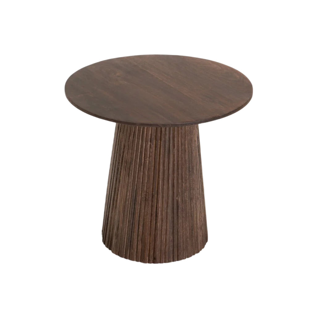 Vividitto - AGIO 50cm Round Solid Wood Side Table -Dark Brown