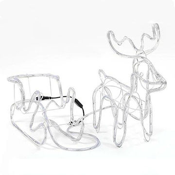 3D Led Deer Christmas Light Display With Cart CoolWhite