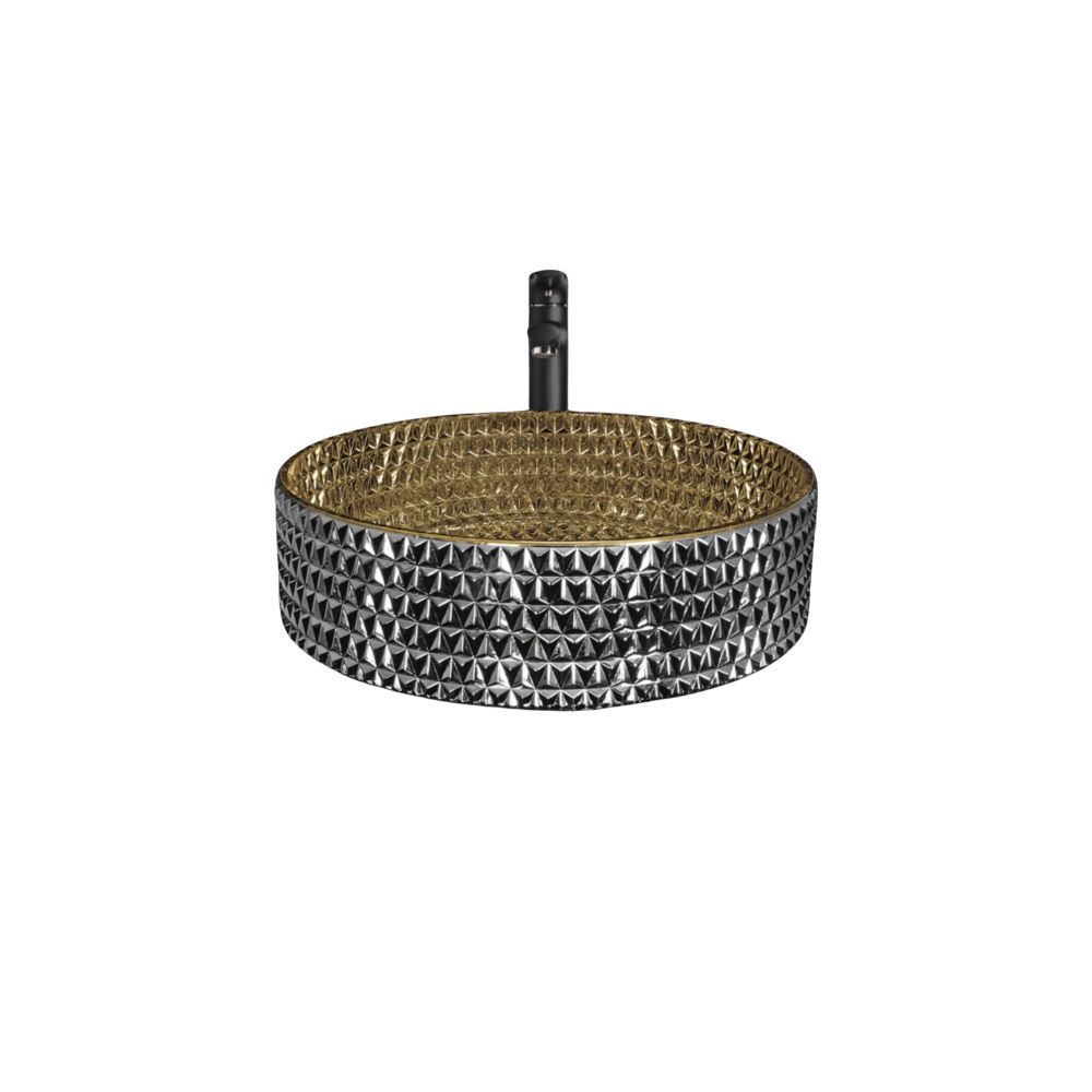Counter top Glass Basin / table top - Iris - Gold&Silver Glass