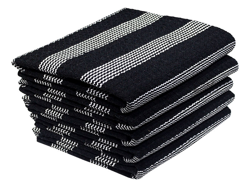 Multipurpose, Easy Fit, Absorbent Kitchen Towel - Design 2330 - 049x067cms - (05 Pc Pack) - Stripes - Anthracite