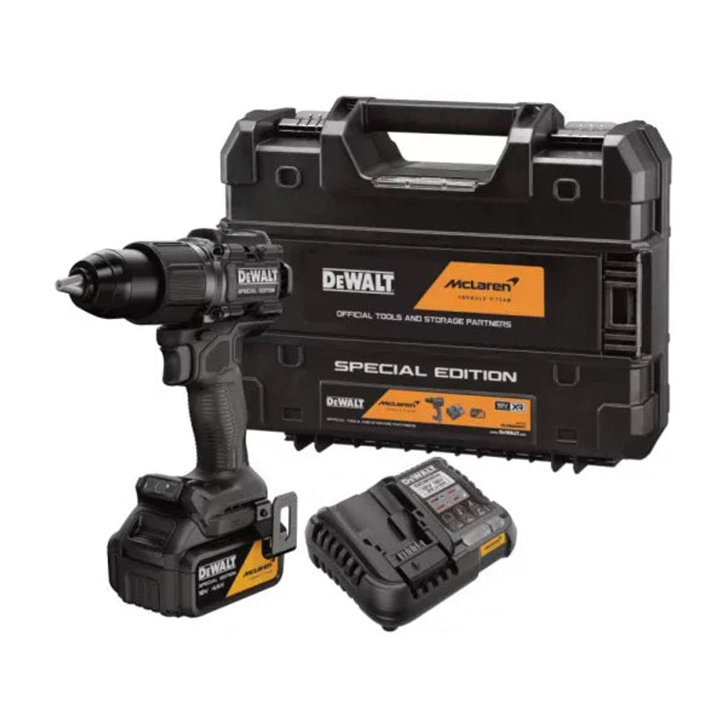 x McLaren F1 Team 18V XR Brushless Hammer Drill Driver Kit – 1 x 4.0Ah