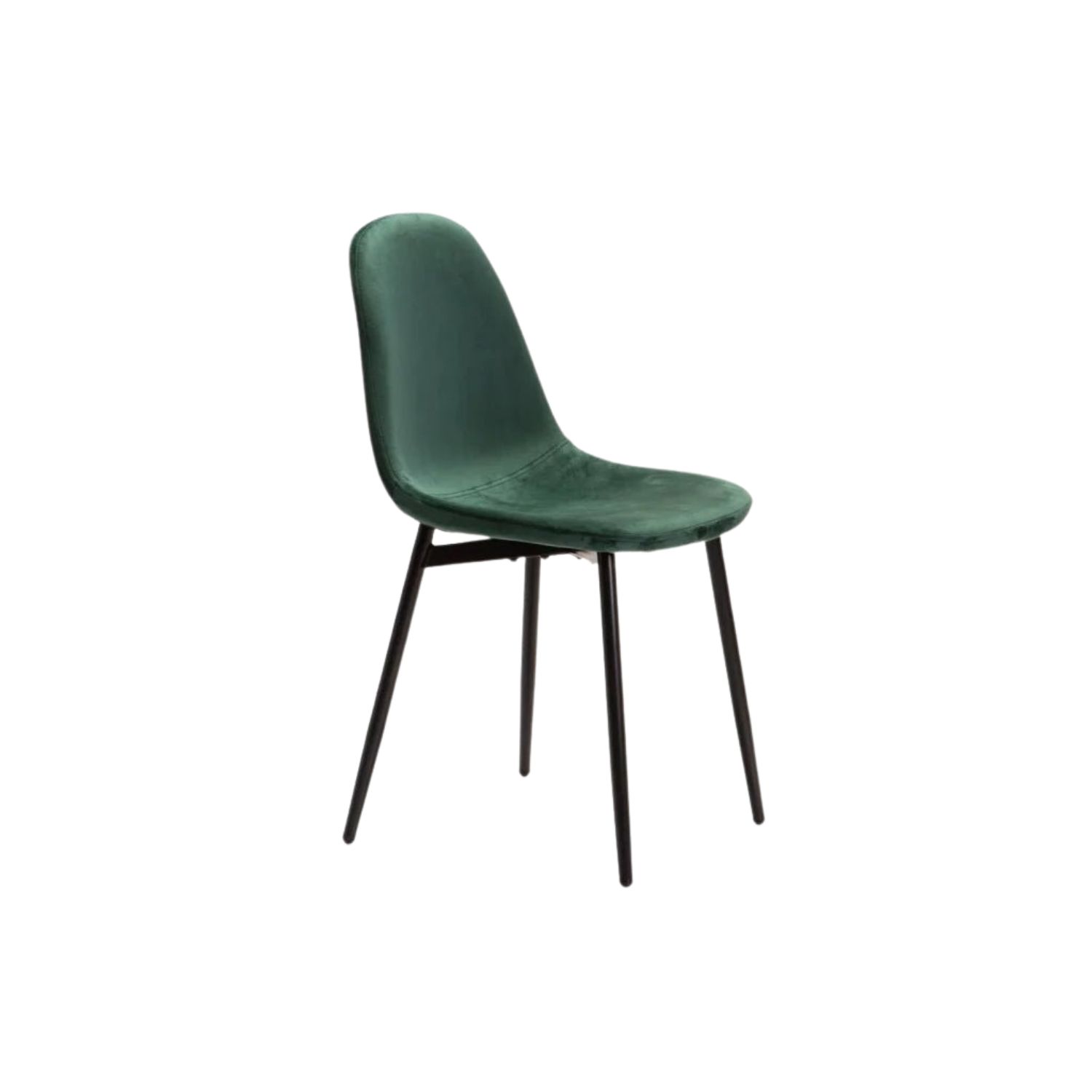 Velvet Upholstered Dining Chair with Metal Legs - Forest Green