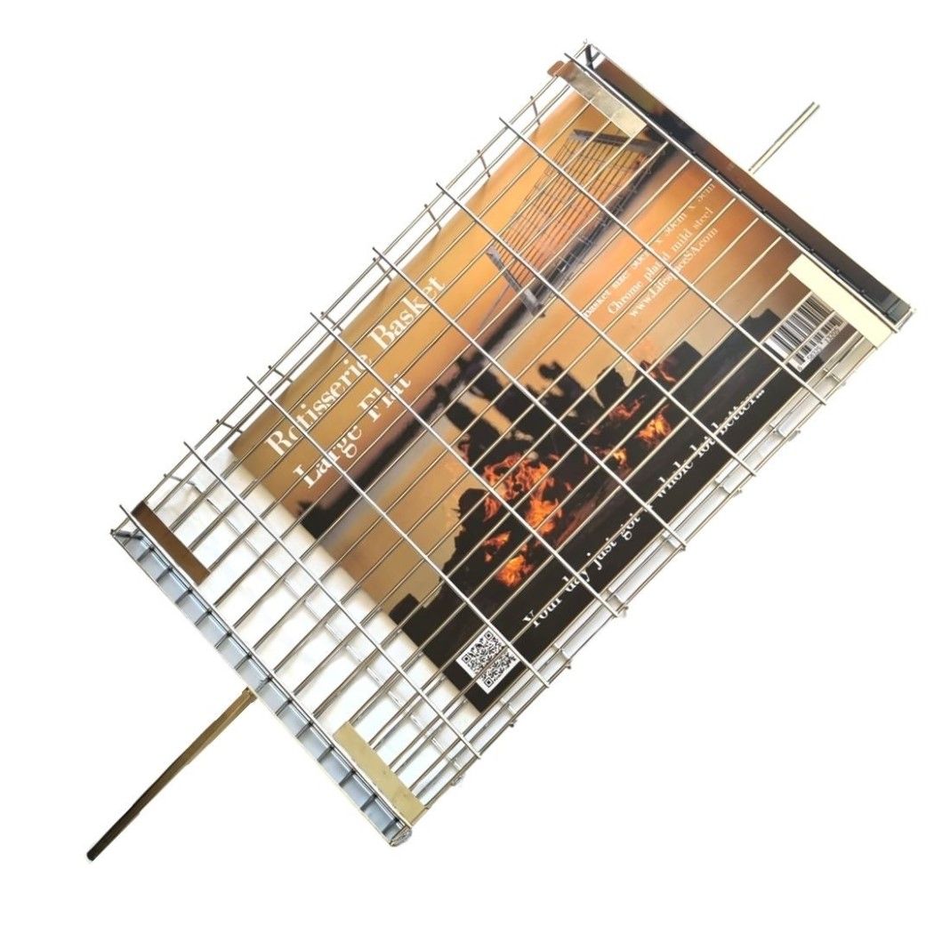 Lifespace Rotisserie Basket - Large Flat Adjustable - Chrome 