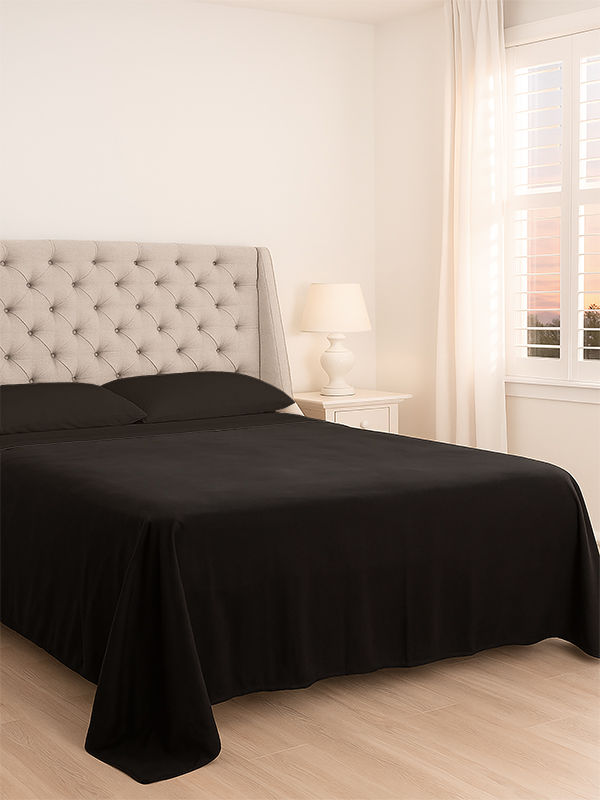 Simply Sleep - Everyday Collection Flat Sheet - 90GSM - Jet Black - Double XL (30pc)